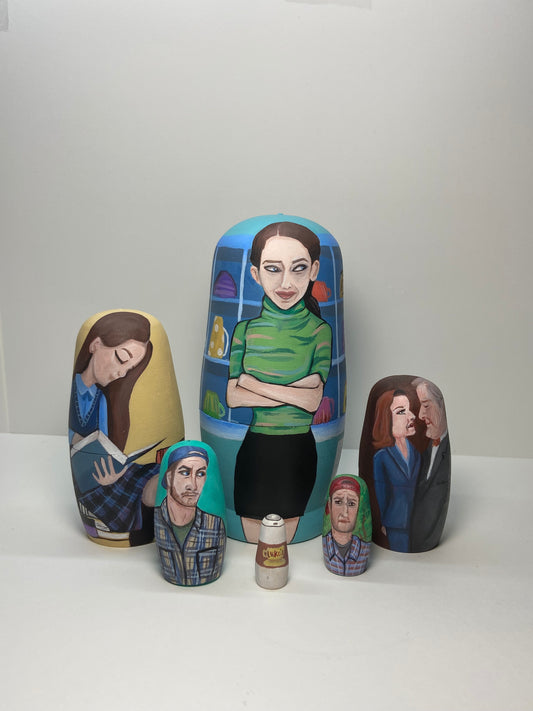 Gilmore Girls Hand-Painted Wooden Nesting Doll Set – Quirky TV-Inspired Pop Culture Collectible - Premium Set