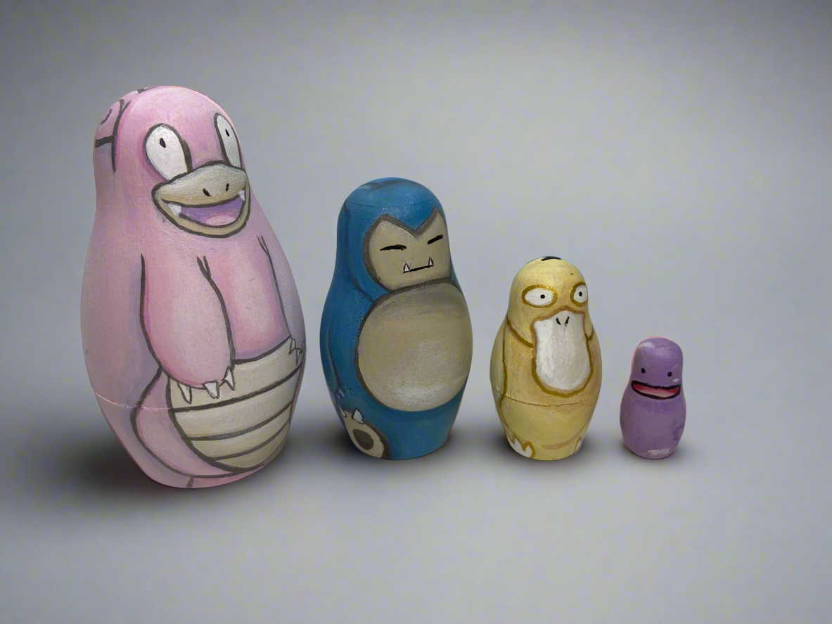 Hand-Painted Pokémon Nesting Dolls – One-of-a-Kind Collectible - Mini Set