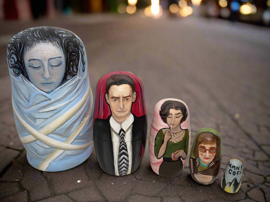 Hand-Painted Twin Peaks Nesting Dolls – One-of-a-Kind Collectible Set - Premium Set