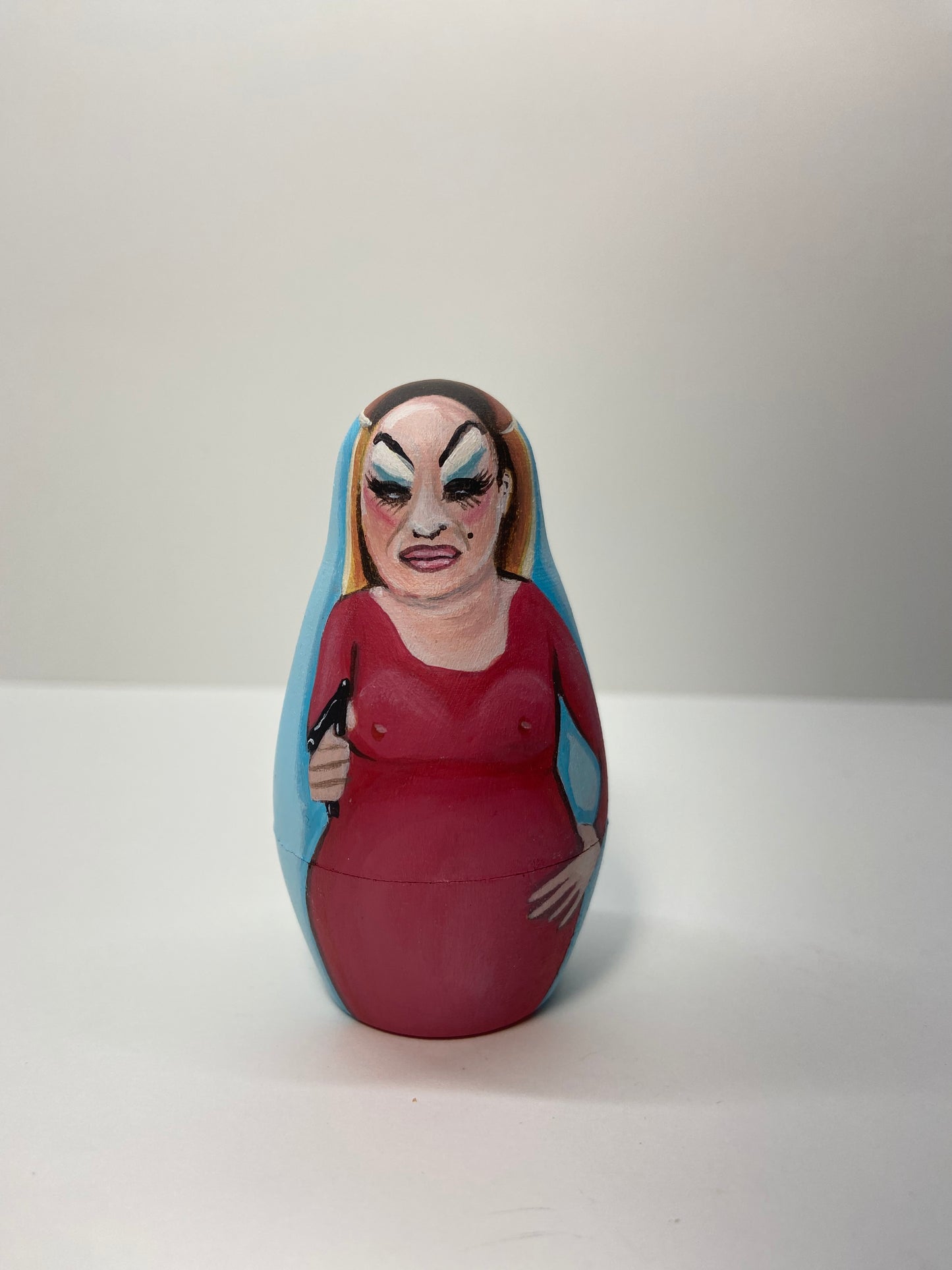 Hand-Painted Wooden Nesting Doll Set – Cult Cinema & Drag-Inspired Art – One-of-a-Kind Collectible - Mini Set