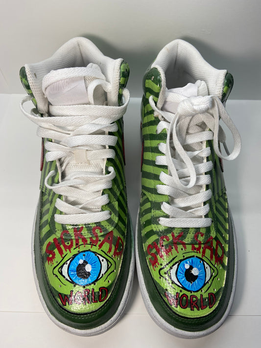 Custom Hand-Painted Nike Air Force 1 – “Sick Sad World” Edition womens size 7