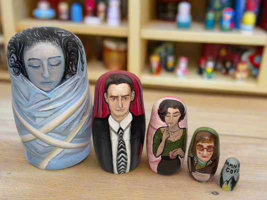 Hand-Painted Twin Peaks Nesting Dolls – One-of-a-Kind Collectible Set - Premium Set