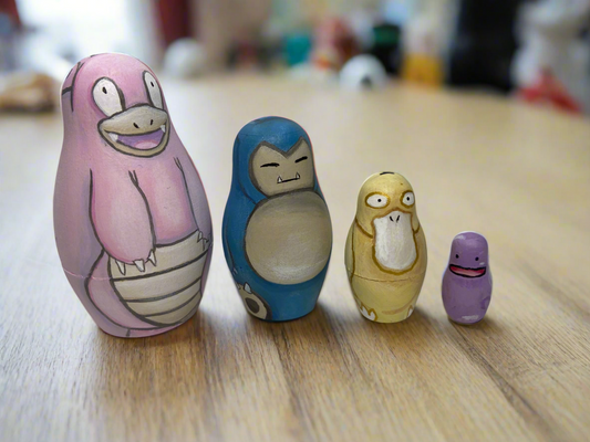 Hand-Painted Pokémon Nesting Dolls – One-of-a-Kind Collectible - Mini Set