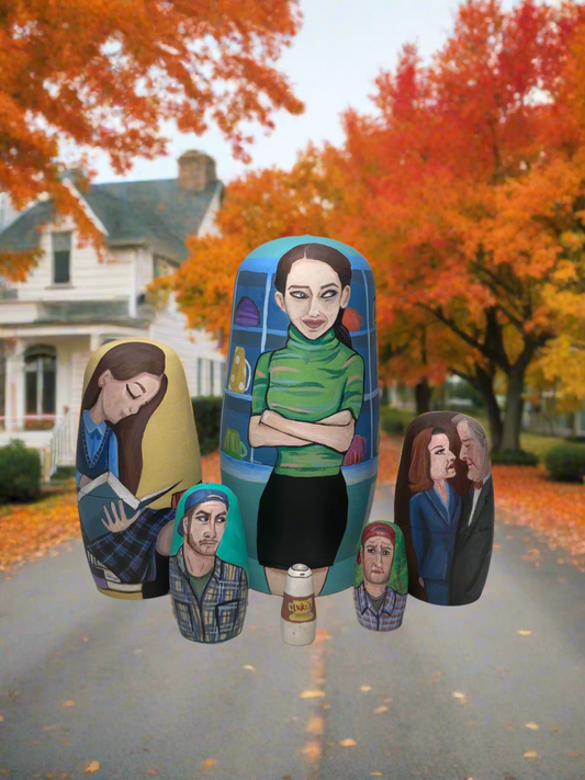 Gilmore Girls Hand-Painted Wooden Nesting Doll Set – Quirky TV-Inspired Pop Culture Collectible - Premium Set