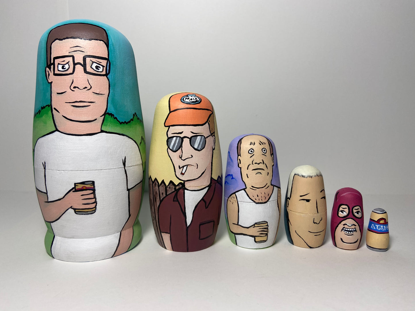 Hand-Painted Wooden Nesting Doll Set – Quirky Cartoon-Inspired Pop Culture Collectible - Premium Set