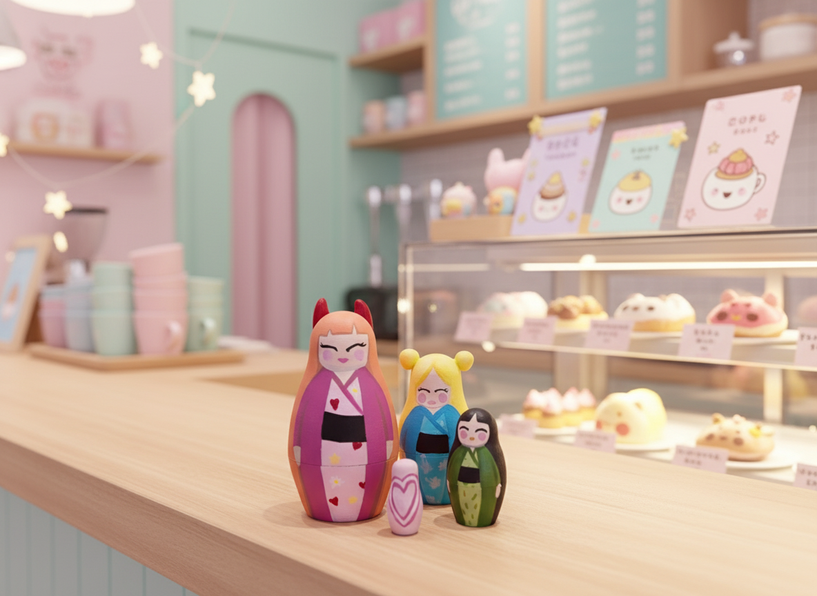 Kawaii Powerpuff-Inspired Nesting Doll Set — Sugar, Spice & Everything Nice Kimono Collection (1 of 1)