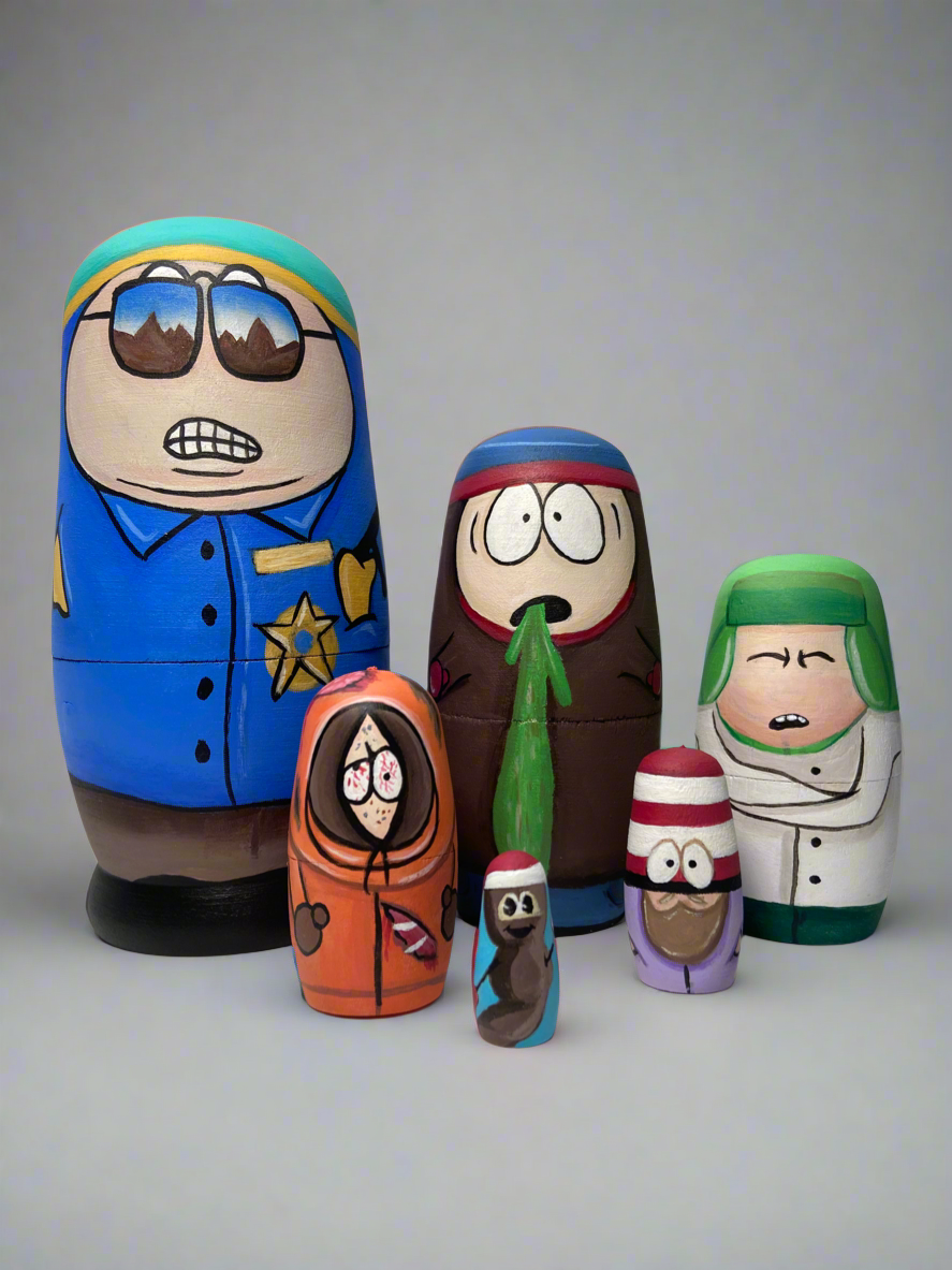 Hand-Painted South Park Wooden Nesting Doll Set β Quirky Pop Culture Art β One-of-a-Kind Collectible - Premium Set