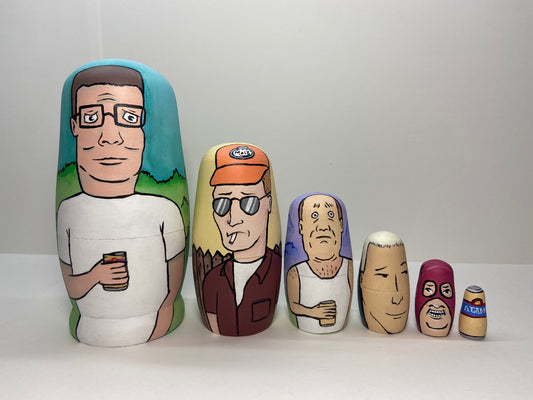 Hand-Painted Wooden Nesting Doll Set – Quirky Cartoon-Inspired Pop Culture Collectible - Premium Set