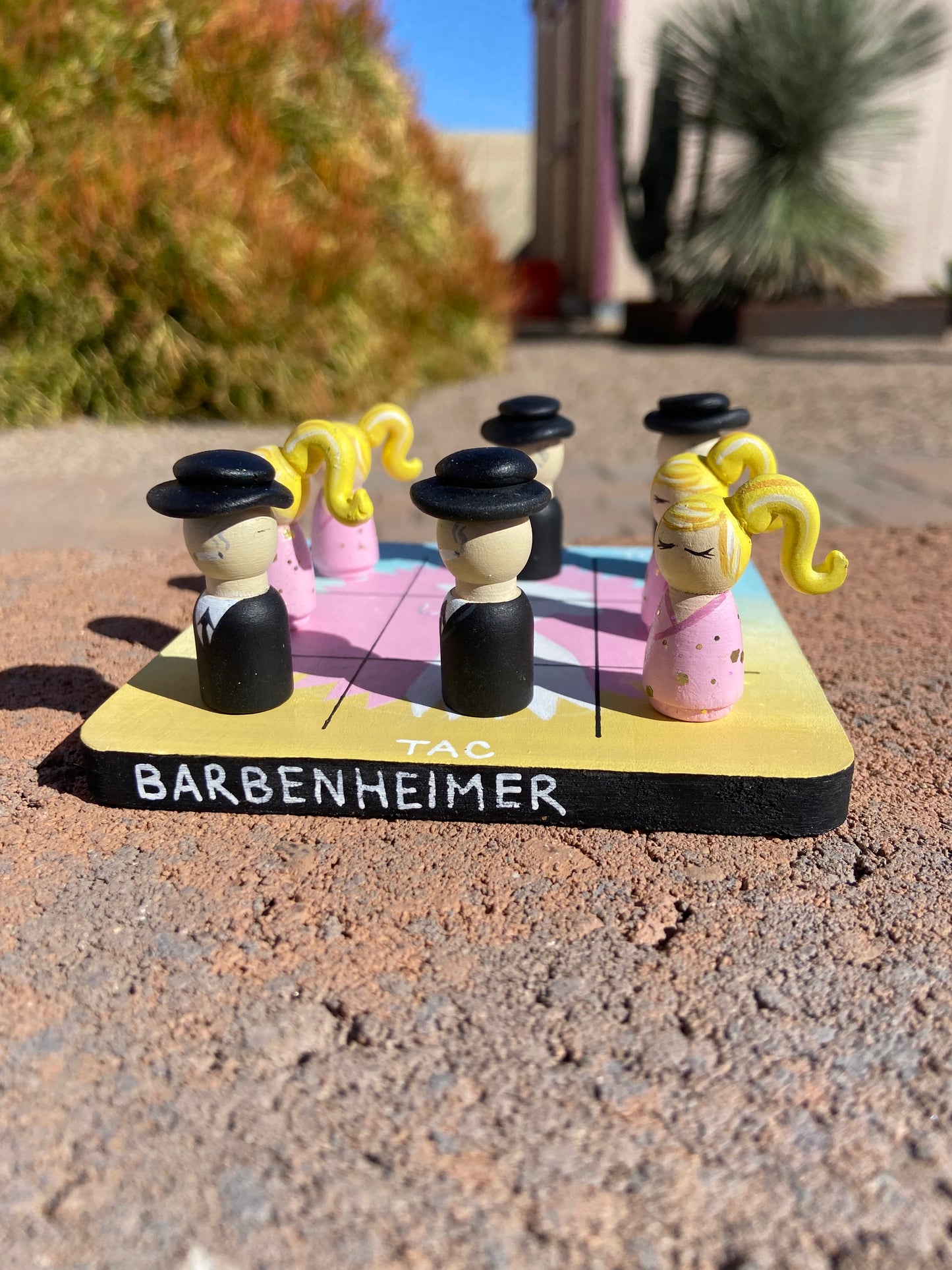 Barbenheimer Tic Tac Toe — Barbie vs Oppenheimer Hand-Painted Game