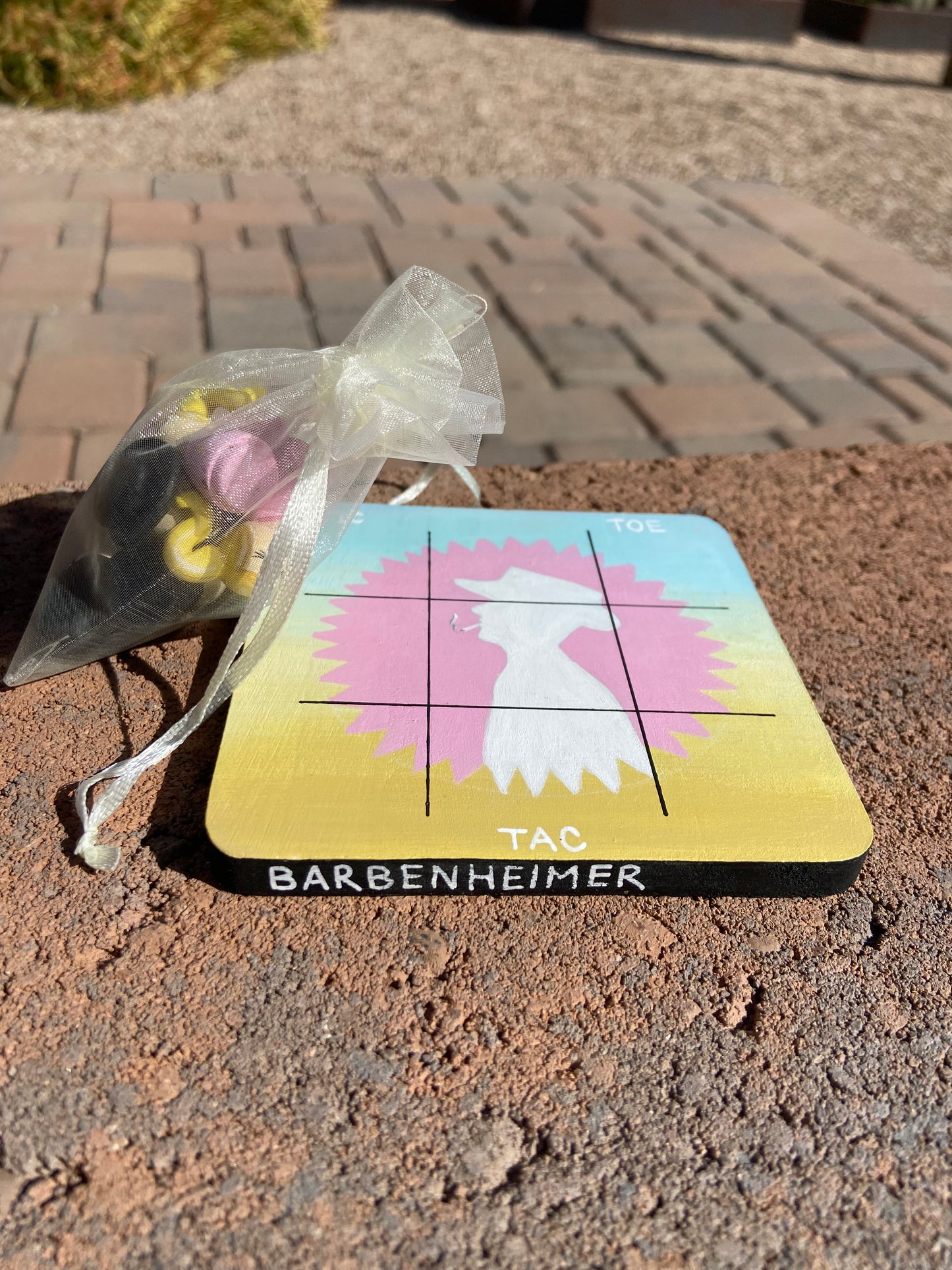 Barbenheimer Tic Tac Toe — Barbie vs Oppenheimer Hand-Painted Game