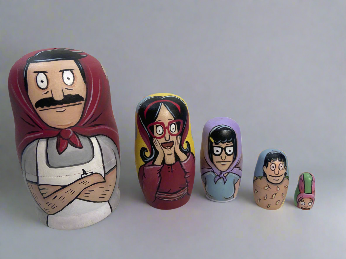 Hand-Painted Bob’s Burgers Nesting Dolls – One-of-a-Kind Collectible - Premium Set