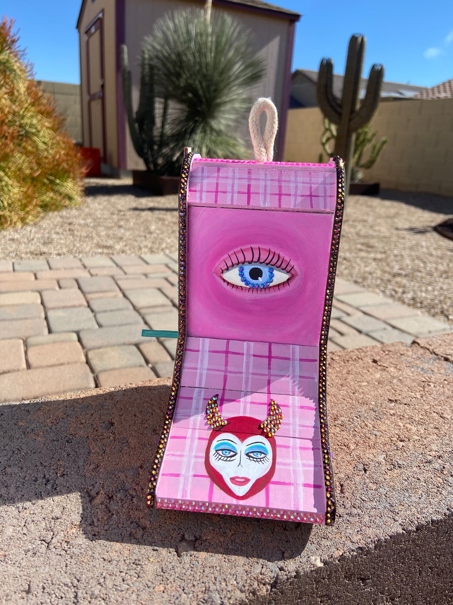 Pink Pony Club Cowgirl Boot Birdhouse — One-of-a-Kind Hand-Painted Art