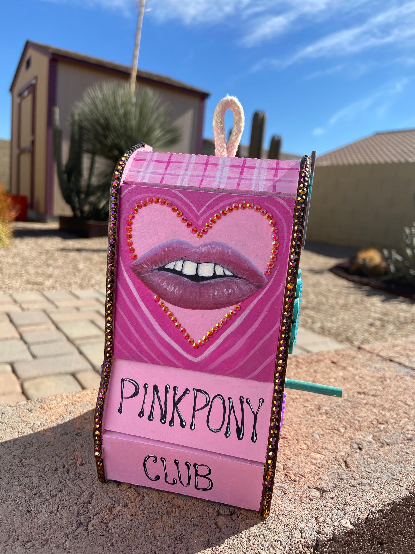 Pink Pony Club Cowgirl Boot Birdhouse — One-of-a-Kind Hand-Painted Art