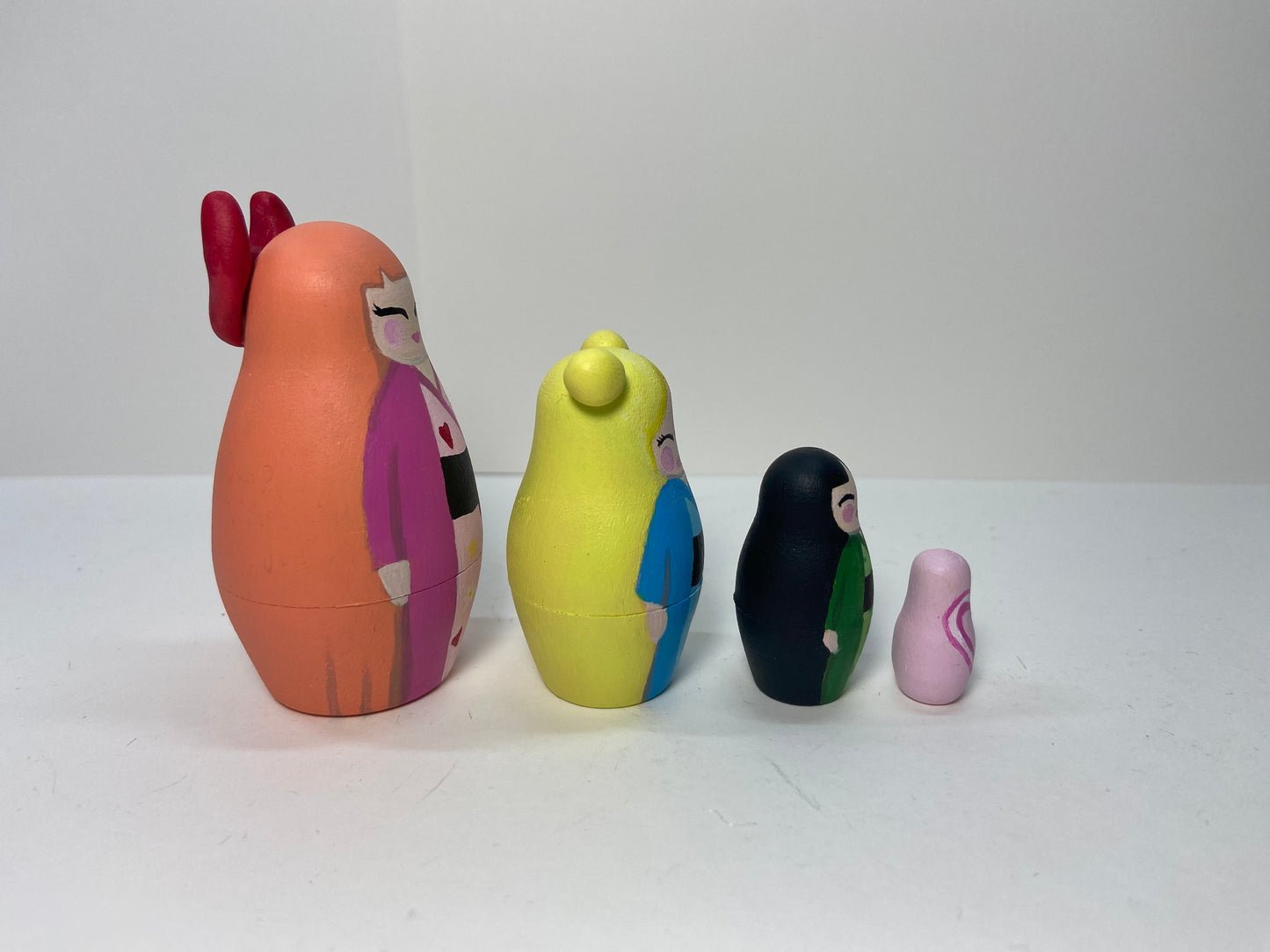 Kawaii Powerpuff-Inspired Nesting Doll Set — Sugar, Spice & Everything Nice Kimono Collection (1 of 1)