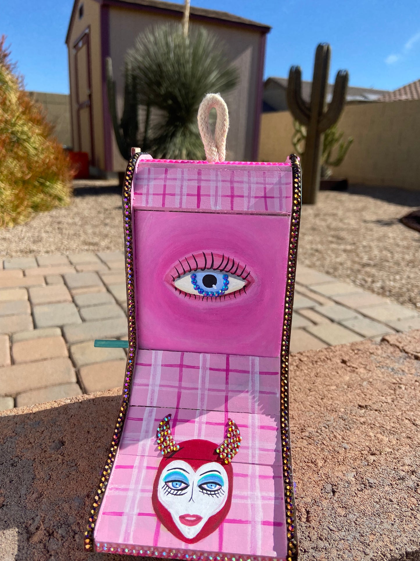 Pink Pony Club Cowgirl Boot Birdhouse — One-of-a-Kind Hand-Painted Art