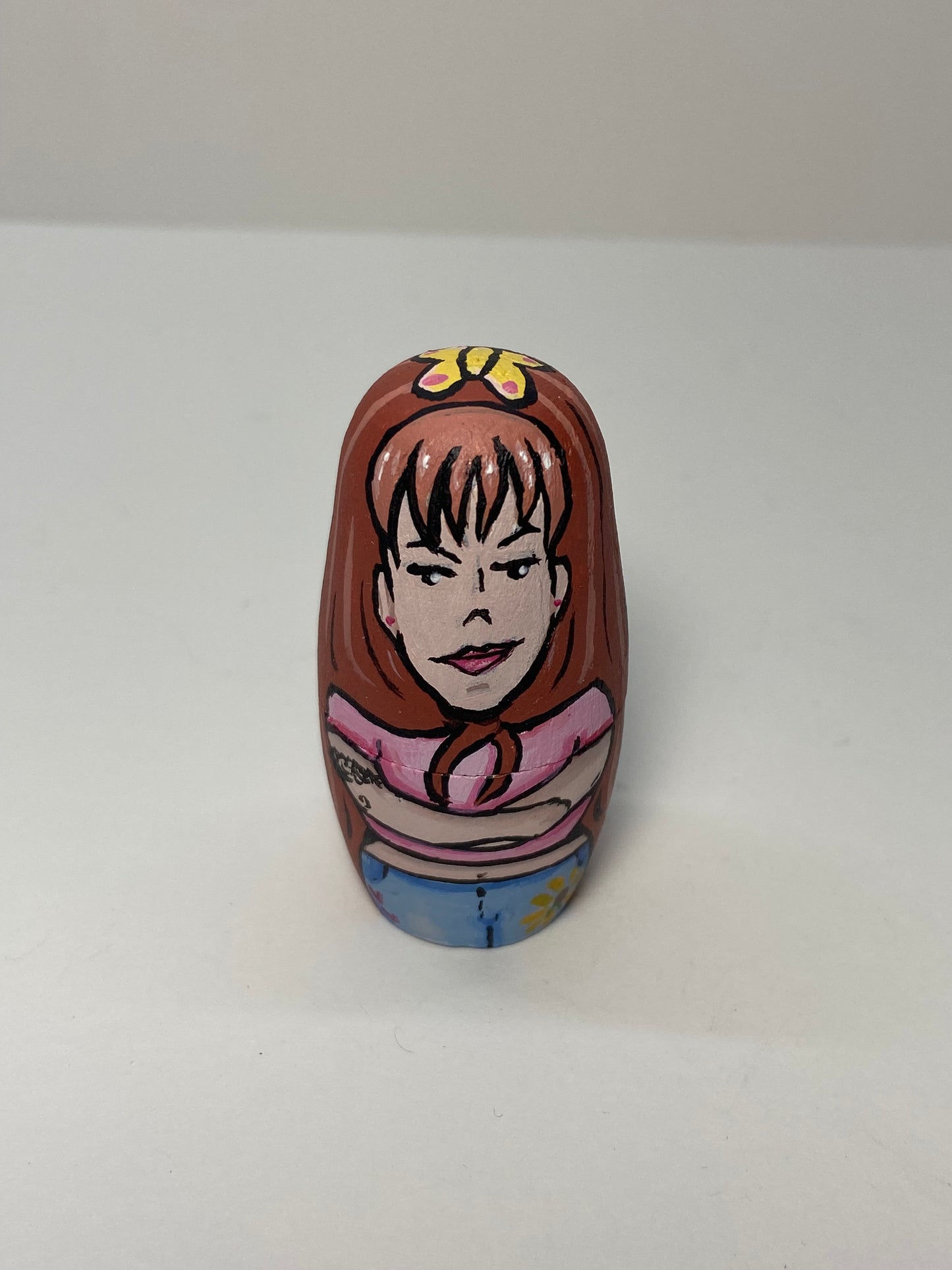 Hand-Painted Wooden Nesting Doll Set – Quirky Cartoon-Inspired Pop Culture Collectible - Premium Set
