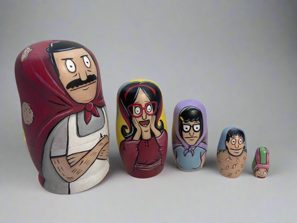 Hand-Painted Bob’s Burgers Nesting Dolls – One-of-a-Kind Collectible - Premium Set