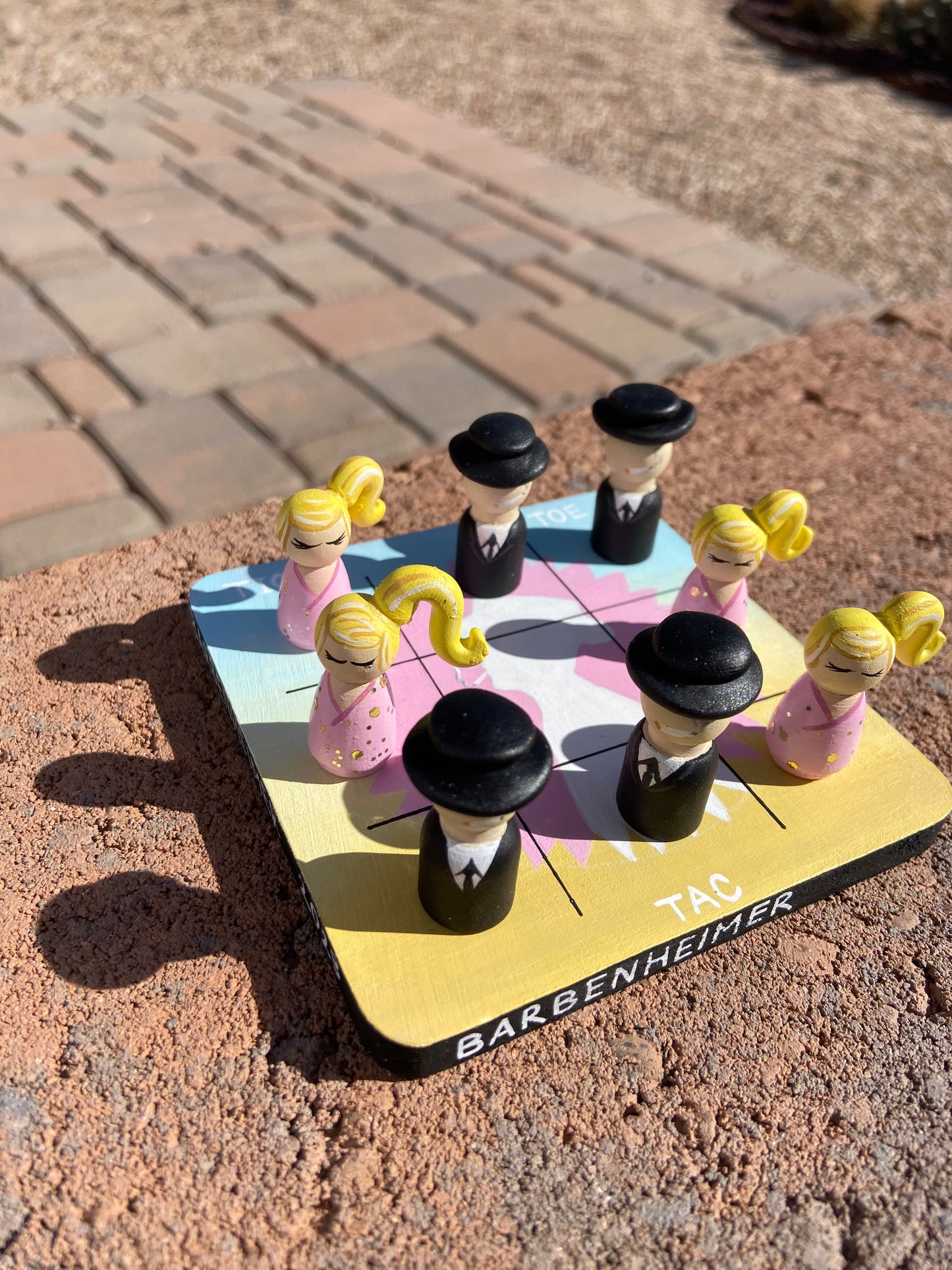 Barbenheimer Tic Tac Toe — Barbie vs Oppenheimer Hand-Painted Game