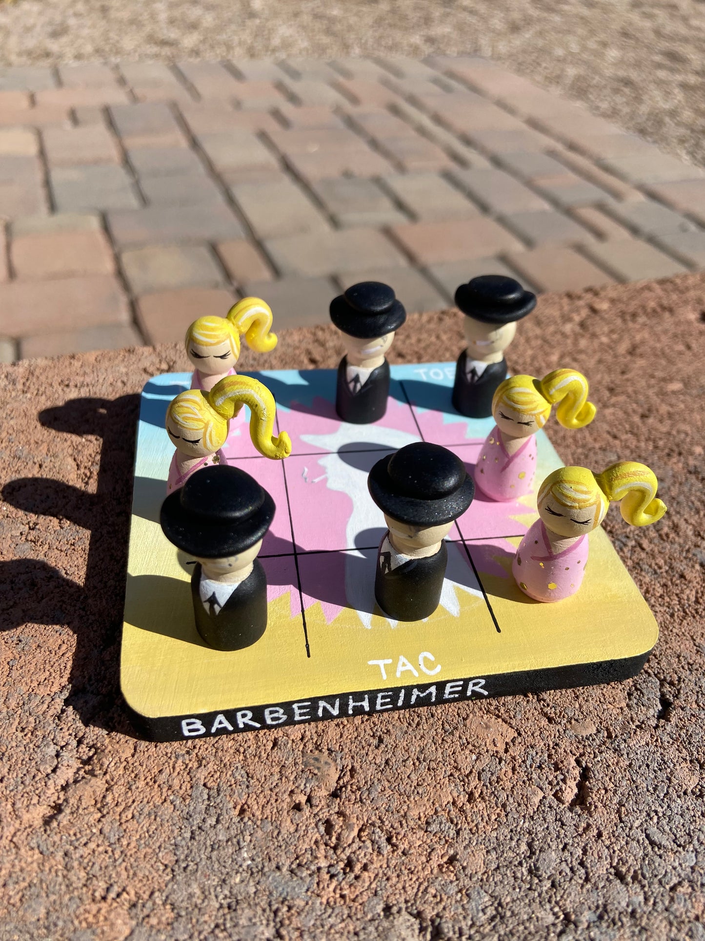 Barbenheimer Tic Tac Toe — Barbie vs Oppenheimer Hand-Painted Game
