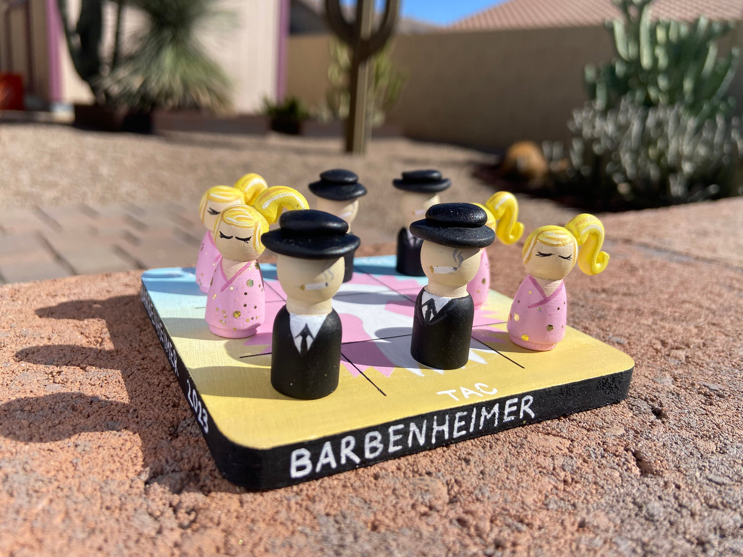 Barbenheimer Tic Tac Toe — Barbie vs Oppenheimer Hand-Painted Game