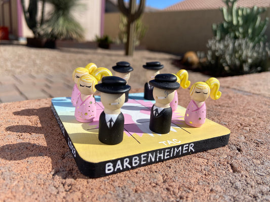 Barbenheimer Tic Tac Toe — Barbie vs Oppenheimer Hand-Painted Game