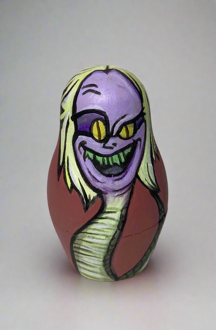 Hand-Painted Beetlejuice Cartoon Character Nesting Dolls – One-of-a-Kind Collectible - Mini Set