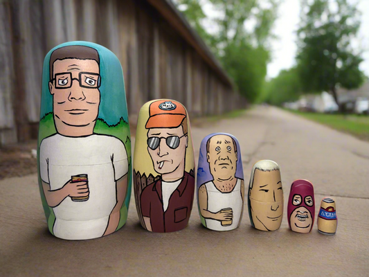 Hand-Painted Wooden Nesting Doll Set – Quirky Cartoon-Inspired Pop Culture Collectible - Premium Set