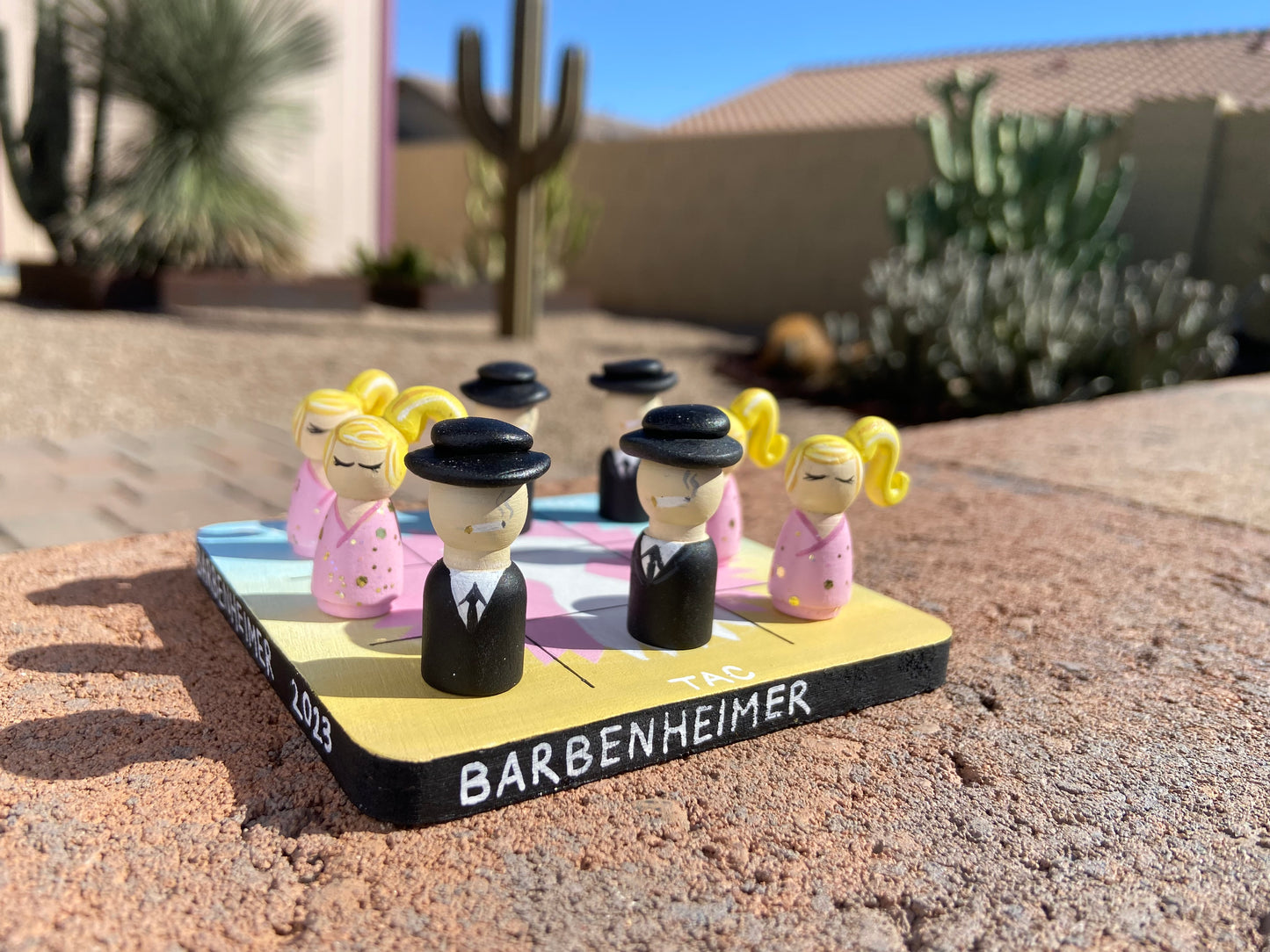Barbenheimer Tic Tac Toe — Barbie vs Oppenheimer Hand-Painted Game